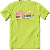 Love Has No Gender | Pride T-Shirt | Grappig LHBTIQ+ / LGBTQ / Gay / Homo / Lesbi Cadeau Shirt | Dames - Heren - Unisex | Tshirt Kleding Kado | - Groen - L