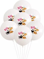 7 Ballonnen Happy Birthday Dog wit - hond - ballon - decoratie - huisdier - verjaardag