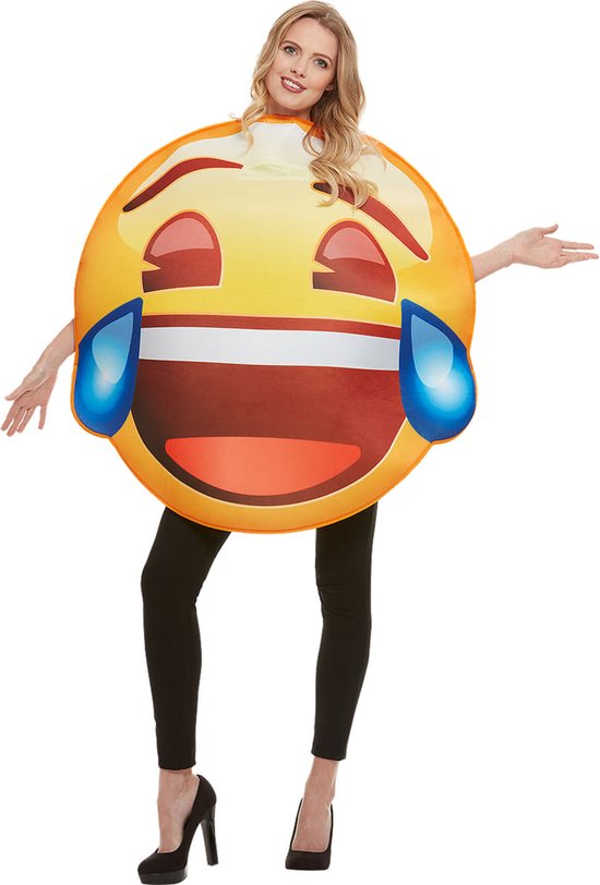 FUNIDELIA Emoji lachend met tranen kostuum - Maat: One Size