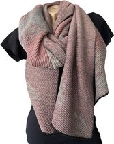 Lange Warme Dames Sjaal - Vlinder - 2-Zijdig - Roze - Grijs - 200 x 65 cm