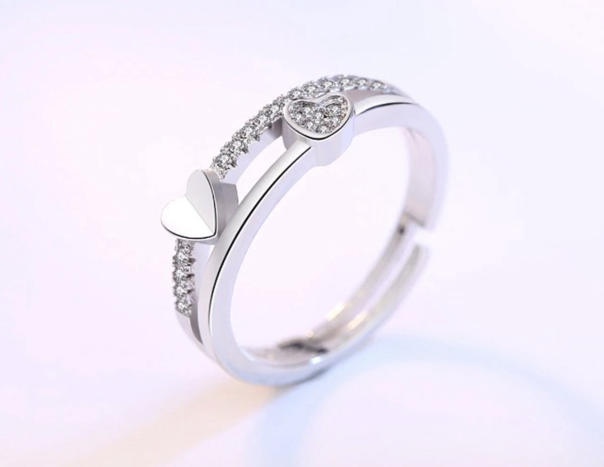 Trilani Dames hart Ring Verlovingsring 925/- Sterling zilver met briljantgeslepen witte Zirkonia Solitaire Ring : Trilani