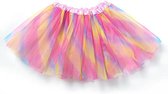 Regenboog tutu rok lichtroze - maat XS-S-M - eenhoorn unicorn gekleurde tule rokje petticoat