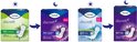 Vergelijking van TENA Discreet pads: normaal en maxi night, met dag- en nachtindicatie.