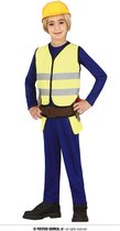 Guirca - Bouwvakker & Trucker Kostuum - Bob De Harde Werker - Jongen - blauw,geel - 7 - 9 jaar - Carnavalskleding - Verkleedkleding