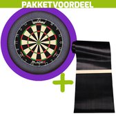 Winmau Blade 6 + Rubberen Dartmat 90*300 incl oche + Dartbordverlichting Basic XL (Paars)