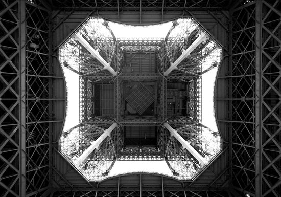 Dibond - Stad - Parijs in wit / grijs / zwart - 100 x 150 cm