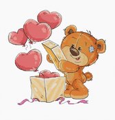 borduurpakket teddy beer met hartjes