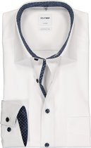 OLYMP Luxor comfort fit overhemd - wit  (contrast) - Strijkvrij - Boordmaat: 48