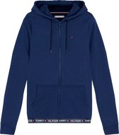 Tommy Hilfiger dames Authentic hoodie - sweatvest met capuchon - middeldik - donkerblauw -  Maat: L