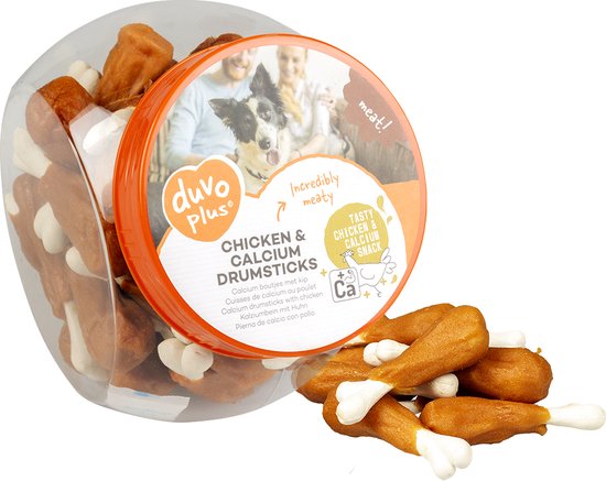 MERSJO Hondensnacks premium eendensnack met calciumbotten, graanvrije hondensnacks, 2 x 500 g, aan de lucht gedroogd