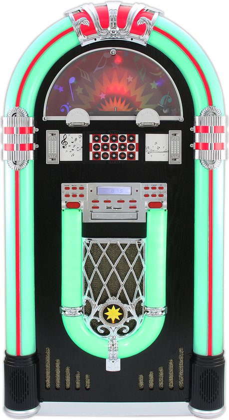 Grote Jukebox - Platenspeler - CD Speler - FM Radio - Aux input - Bluetooth - USB en SD ca