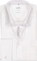 OLYMP Luxor comfort fit overhemd - dubbele manchet - wit - Strijkvrij - Boordmaat: 43