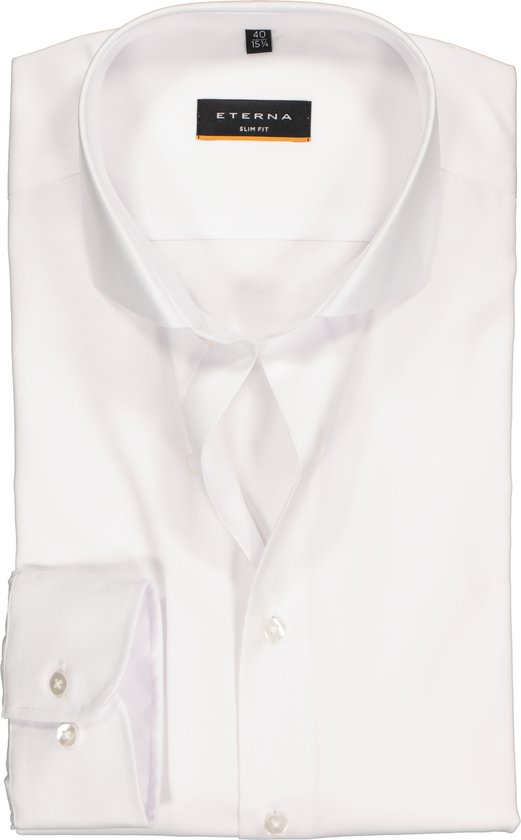 ETERNA slim fit overhemd - niet doorschijnend twill heren overhemd - wit - Strijkvrij - Boordmaat: