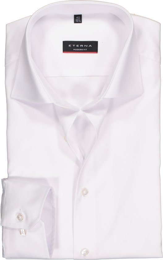 ETERNA modern fit overhemd - mouwlengte 7 - niet doorschijnend twill heren overhemd - wit - Strijkvrij - Boordmaat: 46