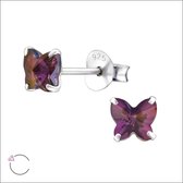 Aramat jewels ® - Kinder oorbellen vlinder lilac shadow 5mm swarovski elements kristal 925 zilver
