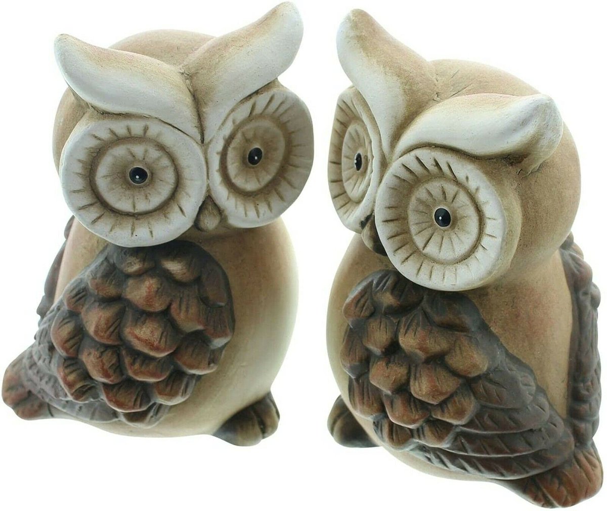 Uil - 2 set - Beeld - Terracotta - bruin - 12cm