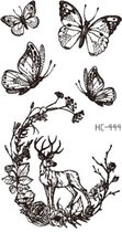 Temporary tattoo | tijdelijke tattoo | fake tattoo | rendier & vlinders | 105 x 60 mm