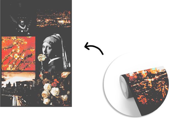 Papier peint - Collage de Papier peint photo - Art - Or - Zwart - Largeur 160 cm x Hauteur 240 cm