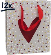 12st. Stevige draagtassen thema LOVE Valentijn Moederdag (23,5x19,5x8)cm| zak | cadeautasje | gift bag | verpakking