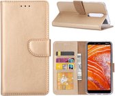 LuxeBass Hoesje geschikt voor Nokia 3.1 Plus - Bookcase Goud - portemonnee hoesje - telefoonhoes - gsm hoes - telefoonhoesjes