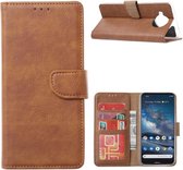 LuxeBass Hoesje geschikt voor Nokia 8.3 - Bookcase Bruin - portemonnee hoesje - telefoonhoes - gsm hoes - telefoonhoesjes