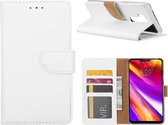 LuxeBass Hoesje geschikt voor LG G7 - Bookcase Wit - portemonee hoesje - bookcase - boekhoesje - book case - boek hoesje