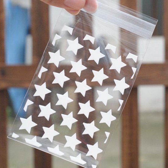 200 Transparante uitdeelzakjes met Sterren - Plastic Traktatie zakjes - Wit Doorzichtig - Merkloos
