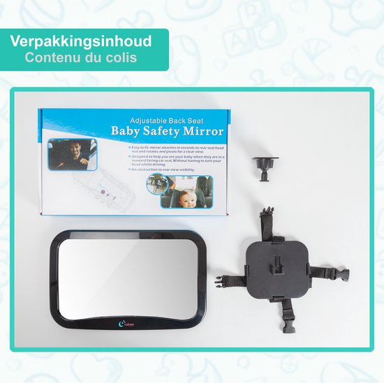 Autospiegel voor baby's, met haak, 360 graden verstelbaar, gemaakt van ABS, voor de meeste gezinsauto's