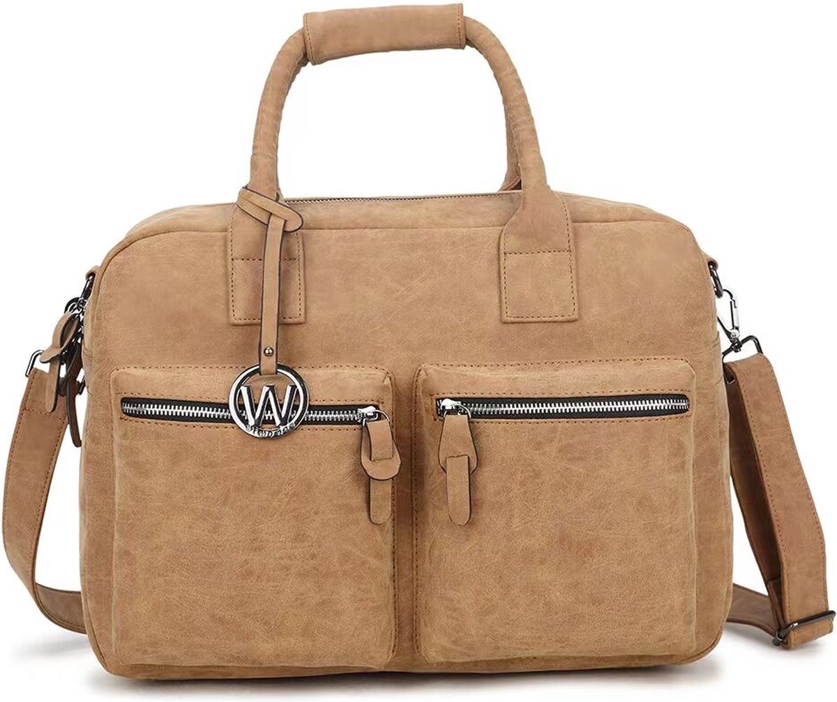 Wimona Alessia 1105 Schoudertas / Laptoptas - 15 inch - Lichtbruin