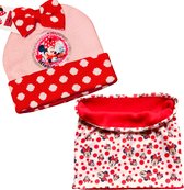 Disney Minnie Mouse set / winterset - 2-delig - muts + colsjaal - rood/roze - Maat one size (±2-5 jaar)