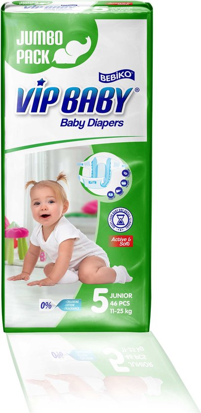 Bebiko VIP Baby Junior Jumbo Pack Active & Soft Pampers Luiers - Maat 5  (11-25 kg) -... | bol.com