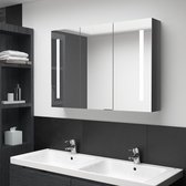 vidaXL Badkamerkast met spiegel en LED 89x14x62 cm glanzend grijs