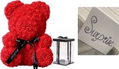 Rozen Teddy Bear 25cm - Rose Bear - Rose Teddy -Bloemen - Inclusief geschenkdoos - Giftbox - Rood - Valentijnsdag - Moederdag - Liefde - Geslaagd - Jubileum - Kerst - Verjaardag - Trouwen - Afstuderen
