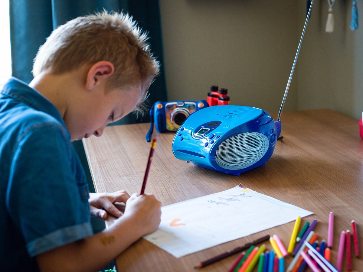 Lenco SCD-24 KIDS - Draagbare cd speler en radio voor kinderen - Inclusief stickervel - Blauw — afbeelding 6