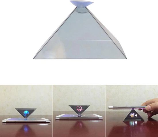 3D Hologram Piramide Scherm Projector - Hologram voor smartphones - Stand Universal voor Mobiele Telefoon en Tablets