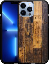 Geschikt voor Apple iPhone 13 Pro Max Hoesje Zwart Special Wood - Designed by Cazy