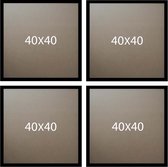 Set van 4 Fotolijsten - 40x40 cm - Zwart- met plexiglas