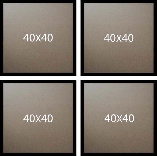 Set van 4 Fotolijsten - 40x40 cm - Zwart- met plexiglas