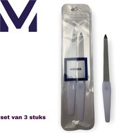 Medies - set van 3 professionele nagelvijlen van 15 cm | nagel vijl | professionele nagelvijl| met afgeronde punt | nagelvijl metaal| pvc handvat | perfect voor alle nagels - wit -