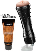 Viberoz® Booster met Zuignap - Vibrerende Masturbator - Sex toys voor Mannen - Glijmiddel Waterbasis - Pocket Pussy -  Penis & Eikel Vibrator - Kunst Vagina - 7-Vibratie Standen -
