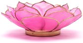Lotus sfeerlicht bladvorm roze goudrand - 13.5cm