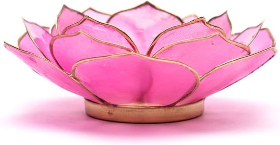 Lampe d'ambiance Lotus forme feuille bord or rose - 13,5cm