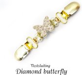 Vestsluiting - Diamond butterfly - broches - vestclip dames -vestsluiting dames - vestclip - vestsluiting vestclip - sjaalspeld - vestspeld - vestklem