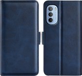 Motorola Moto G31 / Moto G41 Hoesje - MobyDefend Luxe Wallet Book Case (Sluiting Zijkant) - Blauw - GSM Hoesje - Telefoonhoesje Geschikt Voor: Motorola Moto G31 / Motorola Moto G41