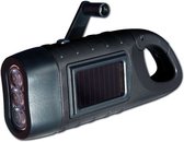 POWERplus Seahorse Dynamo en Solar Oplaadbare 3 LED Zaklamp met Karabijnhaak | Kleur:zwart | Amorphous Zonnecel