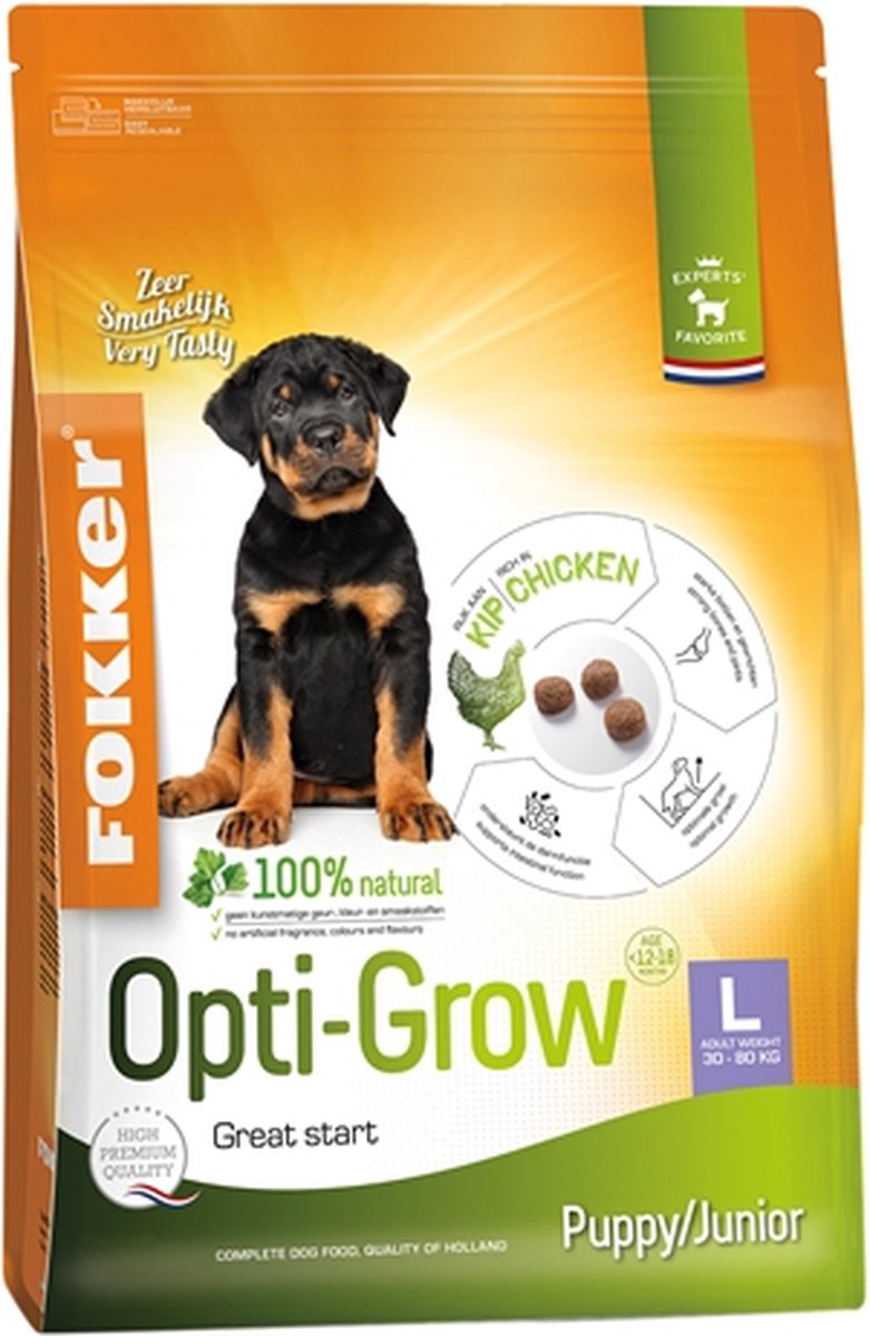 Fokker Dog Opti-Grow L Kip - Hondenvoer - 13 kg