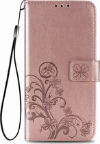 Oppo A53 Hoesje - Mobigear - Clover Serie - Kunstlederen Bookcase - Roségoud - Hoesje Geschikt Voor Oppo A53