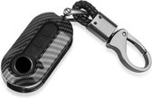 Premium Sleutelcover - Gloss Carbon Look - Sleutelhoesje Geschikt voor Fiat 500 / 500L / 500X / 500C / Panda / Punto / Stilo / Abarth / 595 - Sleutel Case met Sleutelhanger - Key Cover - Auto Accessoires