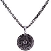 Kaisa stalen heren ketting pentagram - stainless steel - schild - 42x42 mm - 66 cm rolo chain ketting