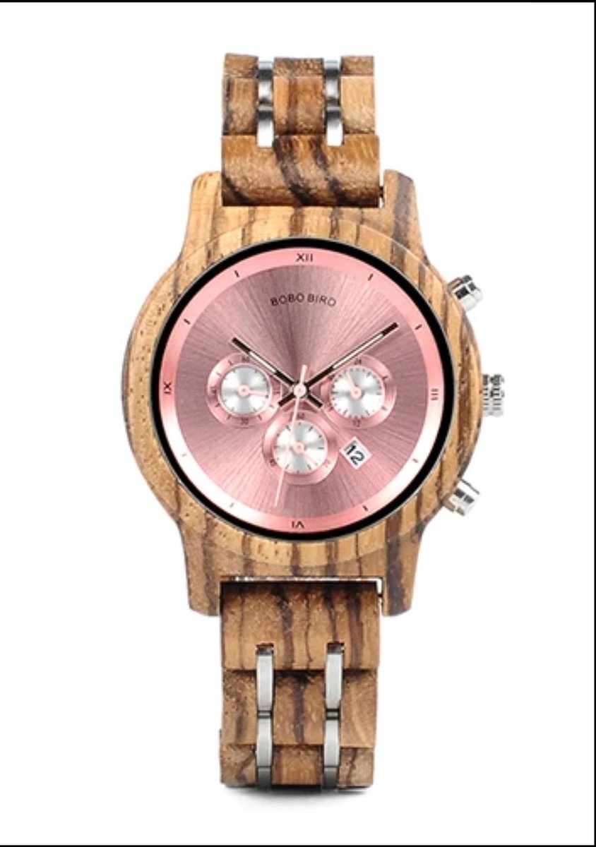 Bodo bird houten vrouwen horloge roze